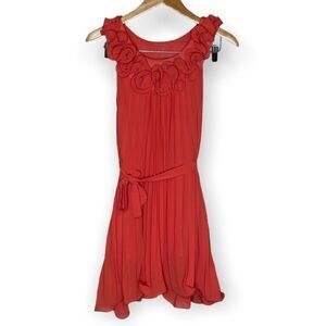 Le Group Woman coral knife pleat summer Dress size Medium